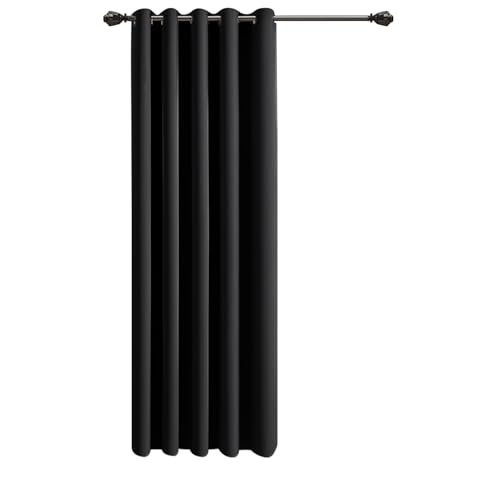 Imperial Rooms Eyelet Blackout Curtains for Living Room 66x84 Inch Black Curtains for Bedroom Energy Saving Thermal Curtains One Panel with Tieback