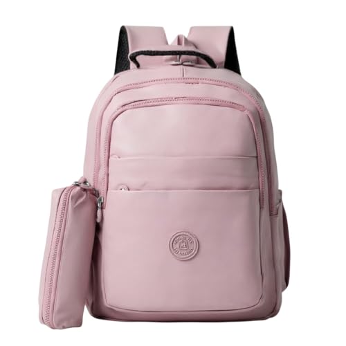 Mochila Escolar Feminina com Estojo, Bolsa Casual Reforçada em Nylon, Alças Ajustáveis, Compartimentos Múltiplos, Ideal para Passeio e Uso Diário (lílas.)