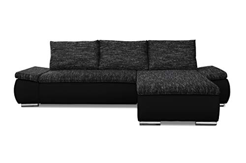 S-Style Möbel Tokio DREI-Personen Ecksofa mit Schlaffunktion und Bettkasten - Grau/Schwarz, 260 x 82 x 175 cm - Schlafsofa - Couch - Wohnlandschaft Cover