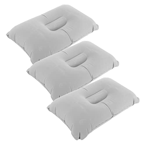Garneck 3pcs Multi-Function Inflatable Travel Pillow Portable Outdoor Camping Pillow Breathable Design for Sleeping Napping and Back Support for Airplane Road Trips