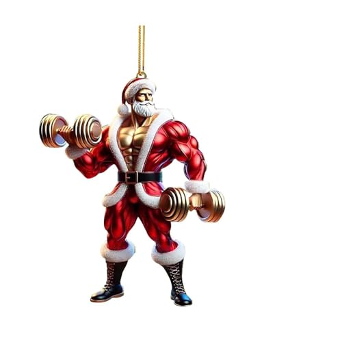 TURWXGSO Hanging Decorations Christmas Decorations Ornaments Big Christmas Tree Ornaments for Coworkers Tree Two Pendant Decoration Double Print Fitness Muscle Santa