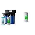 iSpring WGB21BM 2-Stage Whole House Water Filtration System, 10”x4.5” 1" Ports & FC15B High Capacity Activated CTO Carbon Block Filter Replacement Cartridge, 5-Micron 10"x4.5"