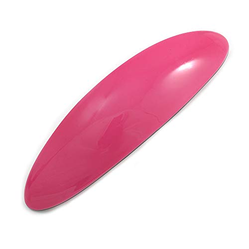 Barrette à cheveux ovale magenta en acrylique et métal argenté de 95 mm