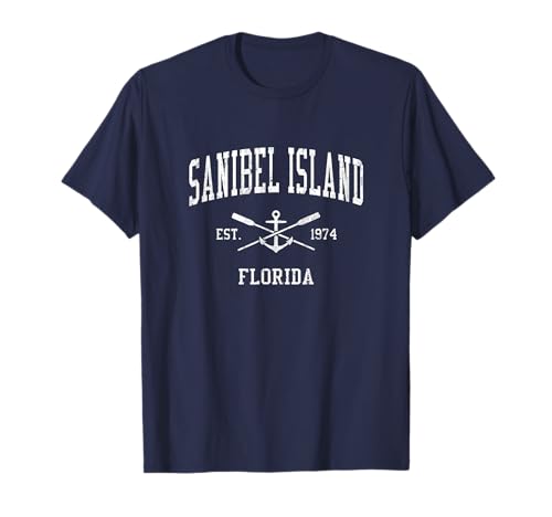 Sanibel Island FL Vintage Crossed Oars & Boat Anchor Sports T-Shirt