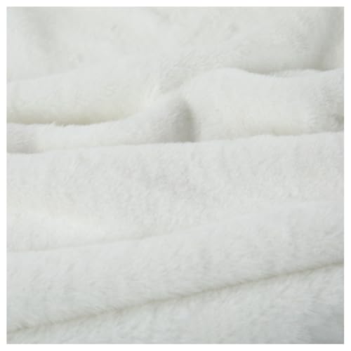 Fourrure synthétique blanche douce et extensible, tissu peluche pour habillement confortable