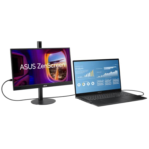 ASUS ZenScreen MB17AHG - 17,3 Zoll tragbarer USB Monitor - Full HD 1920x1080, Typ-C, HDMI, Autorotation, leichtes Design, Kickstand, Stativ Sockel - IPS Panel, 144Hz, FreeSync, 16:9, entspiegelt – Bild 6