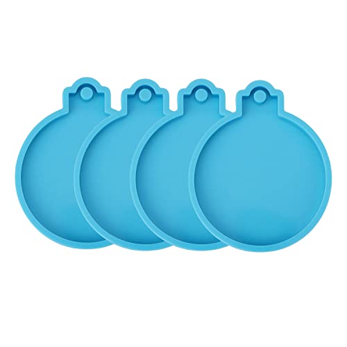 LUTER Moldes de Resina Navidad, 4 piezas Moldes de Silicona de Navidad Moldes de Navidad Resina Epoxi Moldes de Resina de Silicona con Orificio para Colgar para Joyería de Bricolaje Dijes Colgantes