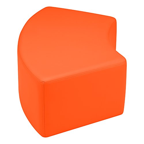 Image of Sprogs 12 inch H Structured S-Curve Stool -Flexible Modular Collaborative Soft Seating for Office, Home, Lounge and School Classrooms with Durable Frame & Set of 2 inch Casters Add-on -Orange