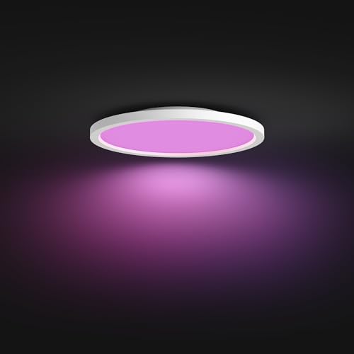 Philips Hue Devote Smart LED Panel Light, White and Color Ambiance, Round 30cm, 16.6W, 2000 Lumens, White Frame for Indoor Home Lighting, Ceiling, Living Room, Kitchen, Hallway, 1 Pack, S - Image 3