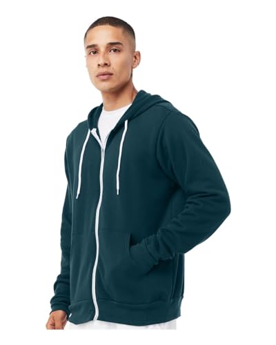 Unisex Poly-Cotton Fleece Full-Zip Hooded Sweatshirt - ATLANTIC - 2XL3
