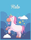 Halo: Unicorn Notebook Personal Name Wide Lined Rule Paper | Notebook The Notebook For Writing Journal or Diary Women & Girls Gift for Birthday, For Student | 162 Pages Size 8.5x11inch