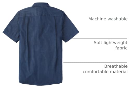 Image of Dubinik Mens Short Sleeve Button Down Shirts Soft Breathable Summer Vintage Regular Fit Lightweight Men's Casual Shirt
