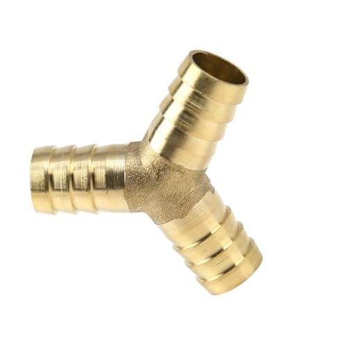 MACHSWON 14mm Brass Hose Barb Fitting Y Shape 3 Way Connector Barbed Splitter Fitting Splicer for Water Fuel Air