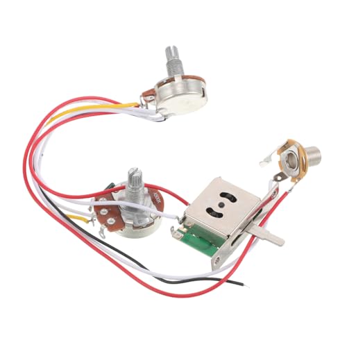 MUSISALY 電吉他配線ハーネス ポット搭載 クローム仕上げ 標準ジャック付き エレキギター用属ピックアップ配線 高精チューニング対応 多機種