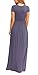 DEARCASE Maxi Dress for Women Purple Gray X-Large Crewneck Short Sleeves Wedding Guest A-line Casual Loose Party Vintage Spring Summer Beach Long Dresses with Pockets