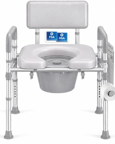 Padded Bedside Commode with Backrest