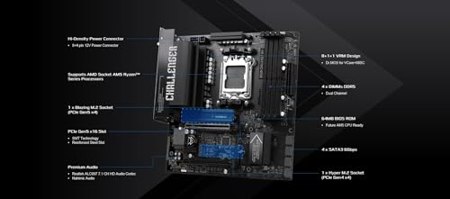 B850M Challenger WiFi AM5 mATX HDMI/DP - Scheda madre - Immagine 4