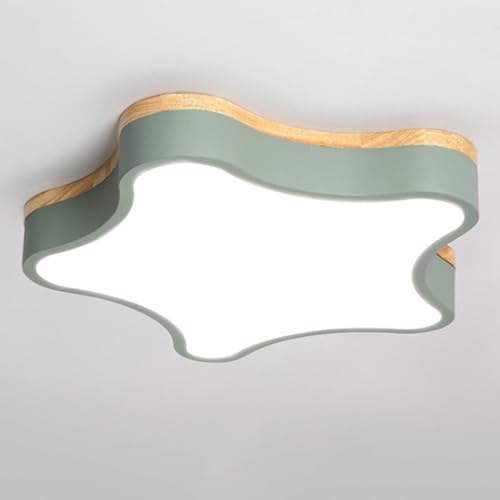 SHUANGZ Lámpara de techo de 16.5 pulgadas, 24 W, lámpara de techo LED de madera para dormitorio, 3 luces de color cambiable, acabado mate con acento de madera, utilizada en habitación de los niños