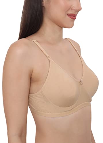 Image of GLAMORAS Women's Soft Poly Cotton Non Padded Wirefree Everyday T-Shirt Bra with Adjustable Straps | Seamless Cups Full Coverage Bra for Women Daily Use | Size 32-40, B, C & D Cup