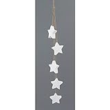 creativ home Holz- Stern- Girlande Simple Sternhänger mit 5 Sternen 5 cm. Länge ca 45 cm. Weiss. 4316521-40