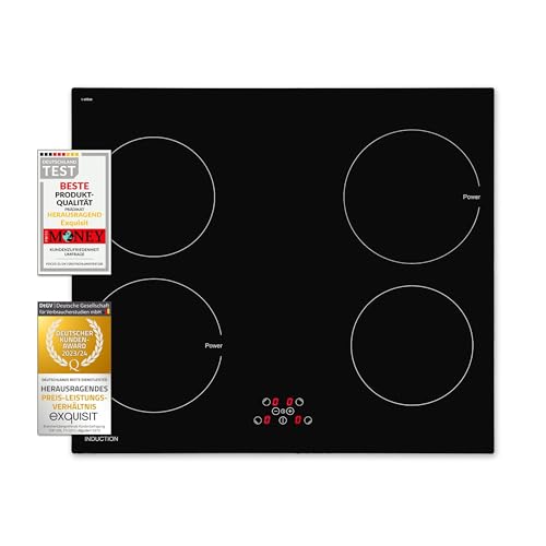 Exquisit Kochfeld EKI 701-5 | Induktion | Touch Control | 4 Kochstellen | Rahmenlos | 6500 W