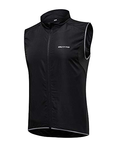 Chaleco de Ciclismo para Hombres,Chaleco Cortavientos de Ciclismo Transpirable Chaqueta Sin Mangas Cortavientos Alta Visivilidad Chaleco Reflectante de MTB Negro 4XL Cover