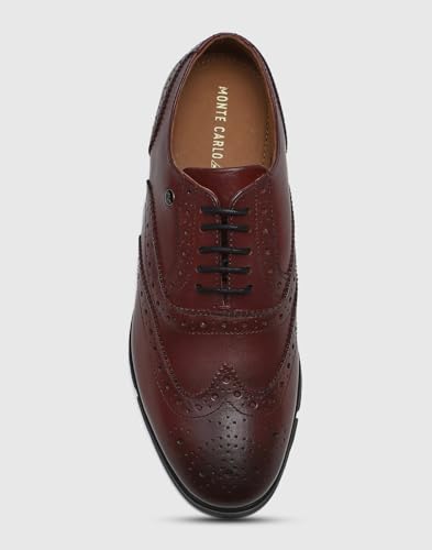Image of Monte Carlo Mens Solid Lace Up Genuine Leather Formal Brogue Shoes (201810FW)