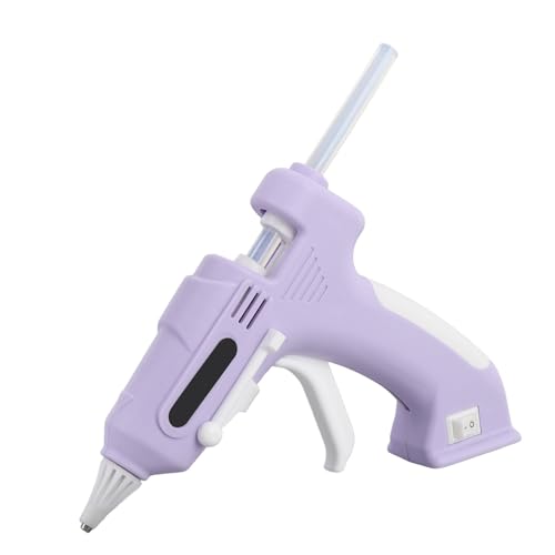 Hot Glue Gun, Cordless Hot Glue Tool with 10Pcs 7mm High Adhesion Glue Sticks, Rapid Heating, Sturdily Bonds Metal, Ceramics, Wood, Crafts, DIY Arts, Leather, etc (Violet)