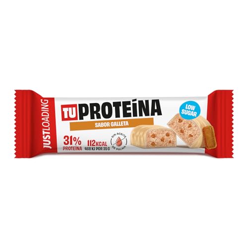 JustLoading Barrita Proteica sabor Galleta – 31% proteína – Low Sugar y sin aceite de palma – Recuperación muscular y snack saludable para deportistas – Pack 12 unidades × 35 g
