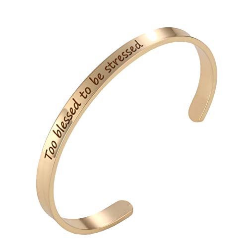 Daesar Pulseras de Acero Inoxidable Brazaletes Too Blessed to be Stressed Brazaletes...