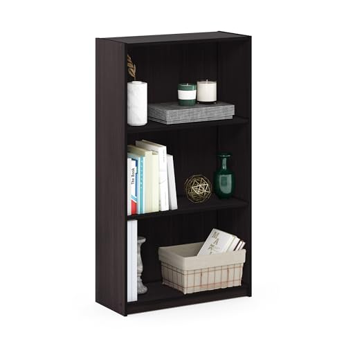 Furinno BASIC Book Shelf, 3-Tier Modern Bookshelf, Bookcase with Open Shelves, 9.3" x 21.8" x 39.5", for Living Room, Bedroom, Home Office, Dark Walnut by Furinno - Image 5
