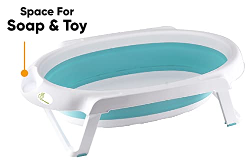 Image of R For Rabbit Classic Baby Bath tub with Temperature Sensitive Plug Folding Baby Bath Tub for Kids of 0 to 3 Years Upto 20 Kgs Weight Capacity(Lake Blue)