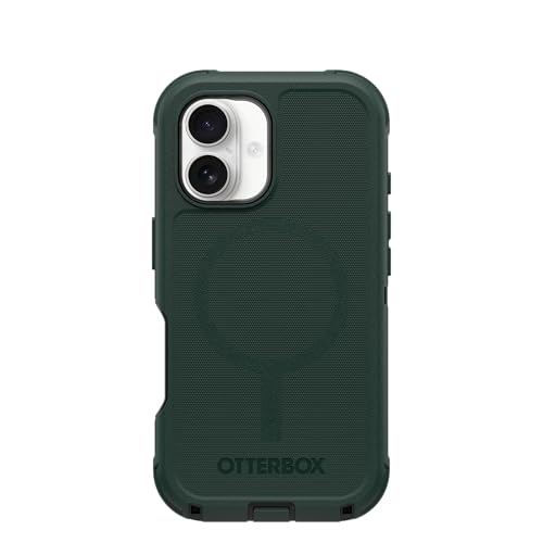 Image of OtterBox iPhone 16 (Only) - Defender Series MagSafe Case - Cinder Cashew (Green & Black) - Built-in Magnets - Screenless - Rugged & Durable - with Port Protection