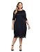 Chicwe Women's Stretch Lined Plus Size Lace Shift Dress With Scalloped Hem and Cuff 1X-4X