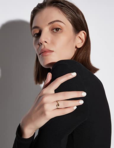 Greenpod 1mm Stainless Steel Wedding Rings for Women Silver/Gold Plated/Rose Gold Plated Thin Vsco Wave Ring Stackable Engagement Ring Size 4-124