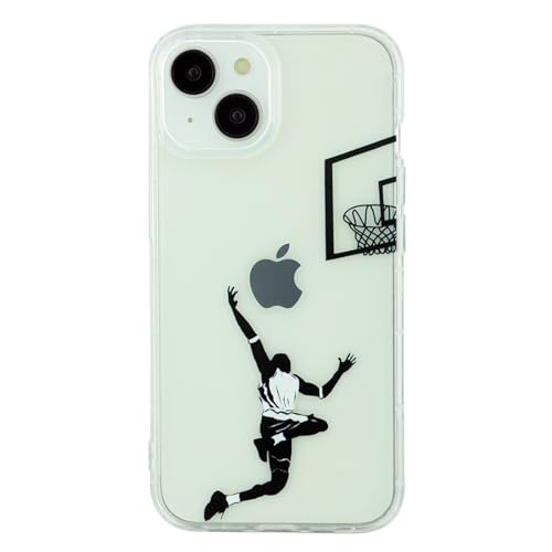 Keyihan Coque pour iPhone 14 et iPhone 13 (6,1 Pouces) - Housse avec Motif créatif Jouez au Basket Tire - Étui Slim Transparent en Silicone TPU Souple...