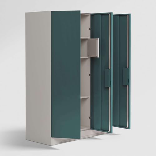 Image of Interio by Godrej Slimline 3 Door Steel Almirah with Locker & Drawer in Textured Sea Pine