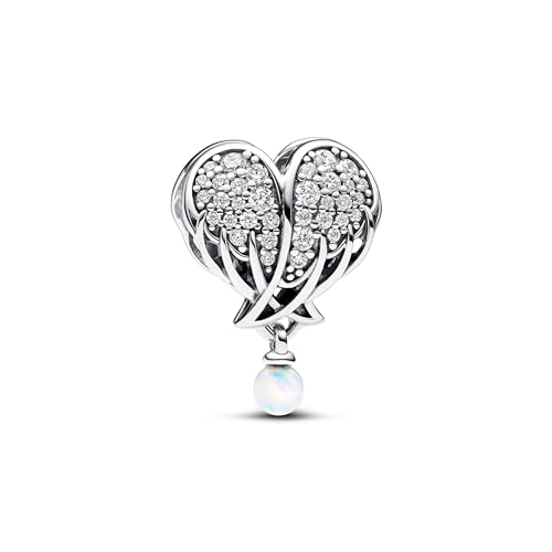 Charms Pandora Moments de plata de ley con ala de ángel y corazón para pulseras