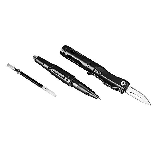 Herramienta táctica de autodefensa de bolígrafo-Práctica herramienta de supervivencia, cortacristales de vidrio| Herramienta de defensa personal profesional y bolígrafo de escritura suave(Black)