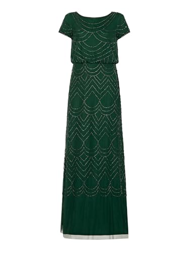 Image of Adrianna Papell Womens Short Sleeve Blouson Beaded Gown