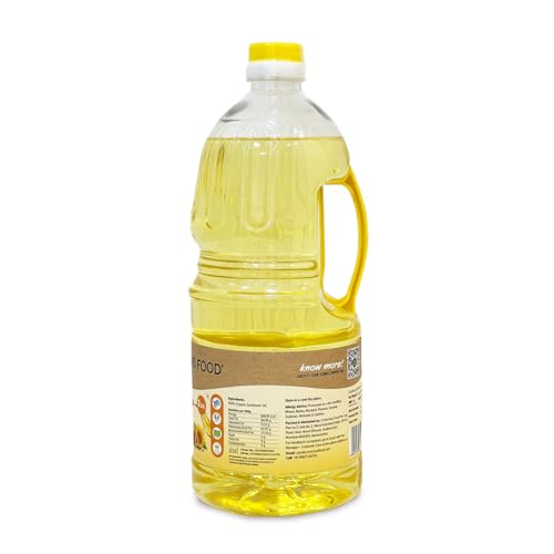 Image of Conscious Food Cold Pressed Sunflower Oil | 2 litre | Certified Organic | PET Bottle | Cooking Oil | High in Antioxidants, Delicious & Healthy