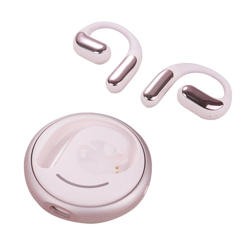 Open Ear Headphones Bluetooth 5.4, True Wireless Earbuds, Built Mic and ENC Call Noise Reductionfor Clear Calls, Up to 8 Hours Playtime, Sweat Resistant Earphones for Workouts Running-Pink K