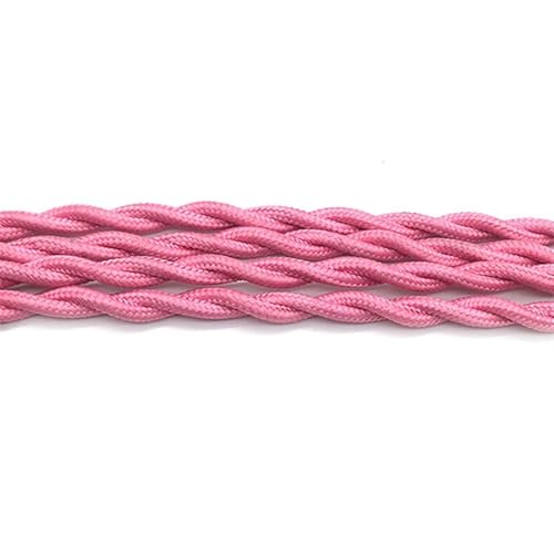 Cable trenzado 2 núcleos rosa de tela flexible para reparar y cablear lámparas retro