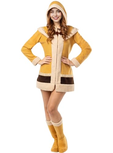 Funidelia | Disfraz de esquimal para mujer Países, Culturas, Original y Divertido, Mundo - Disfraz para adultos y divertidos accesorios para Fiestas, Carnaval y Halloween - Talla XL - Marrón