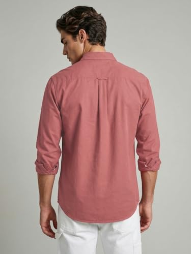 Image of Urbano Fashion Men's Cotton Full Sleeve Regular Fit Solid Oxford Shirt with Button-Down Collar
