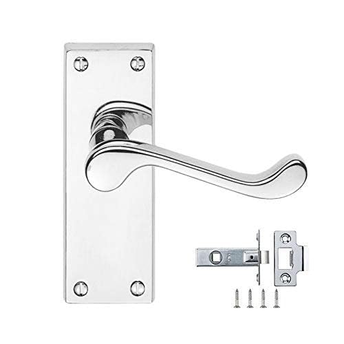 7 Sets Of Victorian Scroll Latch Door Handles in Polished Chrome & Latches Pack Sets