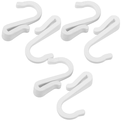 TOGEVAL Lot de 6 crochets S plastiques multifonctionnels blancs, petits crochets pour cuisine, support rangement mural pour ustensiles, serviettes et accessoires, installation facile