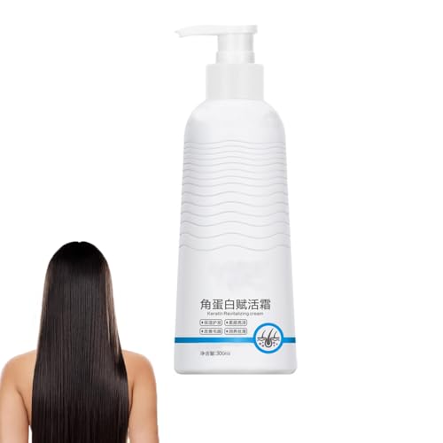 Crema Revitalizante de Keratina, Acondicionador Hidratante Profundo Suave para Cabello Rizado Seco y Dañado, Ideal para Novio (Blanco, 1)