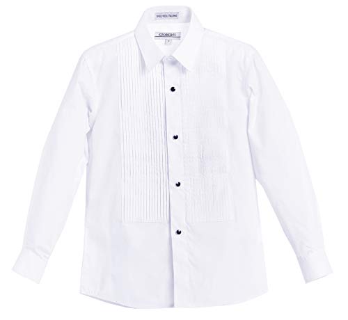 Gioberti Boy's White Tuxedo Dress Shirt, With Bow Tie And Metal Studs, White, Size 16 #TOP5
