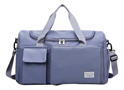 Mala de Mao Compacta de Viagem Feminina Funcional com Alca Transversal Bolsa de Viagem em Nylon Resistente com Bolso para Sapatos Ajustavel Leve e Versatil Ideal e Uso Diario (Azul)